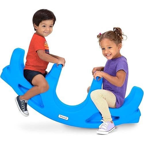 Simplay3 Rock and Roll Teeter Totter Seesaw - Rocking Fun for Two Toddlers or Kids Ages 18 Months to 5 Yrs- Sapphire, Made in USA