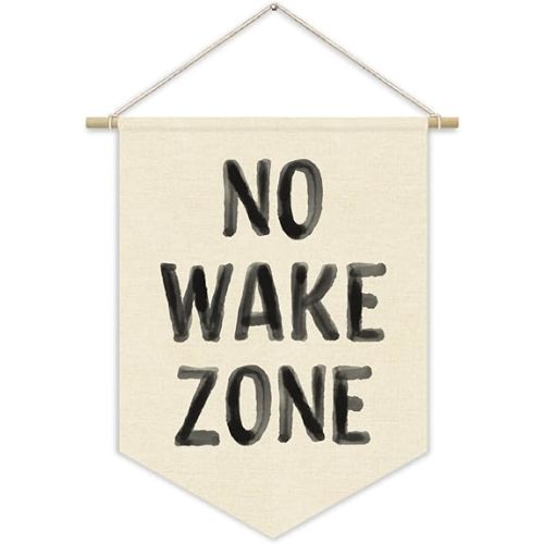 No Wake Zone Surf Nursery Playroom Decor Canvas Banner,Coastal Baby Room Decor,Beach Nursery Decorations,Lake House Nautical Wall Hanging Pennant Flag Canvas Banner 15x11in
