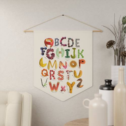 Fruit themed nursery wall art - Colorful Alphabet Tapestry