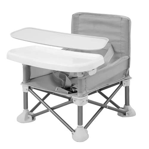 Portable Travel Seat | Foldable for Indoor/Outdoor Use | Great for Camping, (Gray)