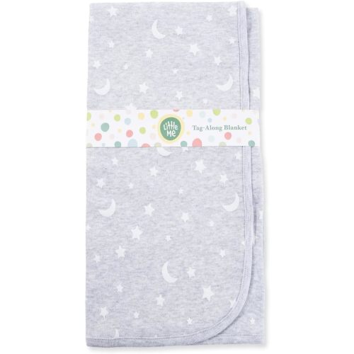 Little Me Blankets for Baby Gender Neutral Swaddling Receiving Blanket, Grey Moon and Stars, 30 x 27 Inches