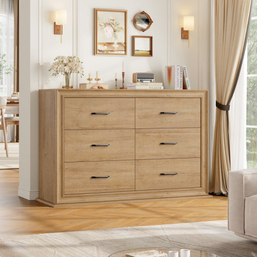 The Twillery Co.® Ilfracombe 47.2" W 6-Drawer Engineered Wood Double Dresser & Reviews | Wayfair