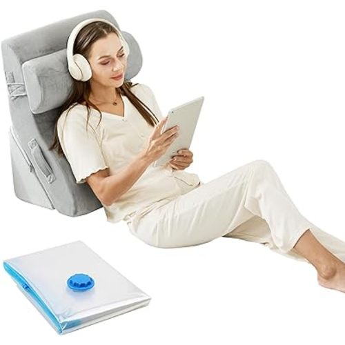 3PCS Orthopedic Bed Wedge Pillow Set, 45D Memory Foam Wedge Pillow Post Surgery for Back, Leg and Knee Support, Wider Adjustable Triangle Pillow Set for Sleeping, Acid Reflux, Anti-Snoring
