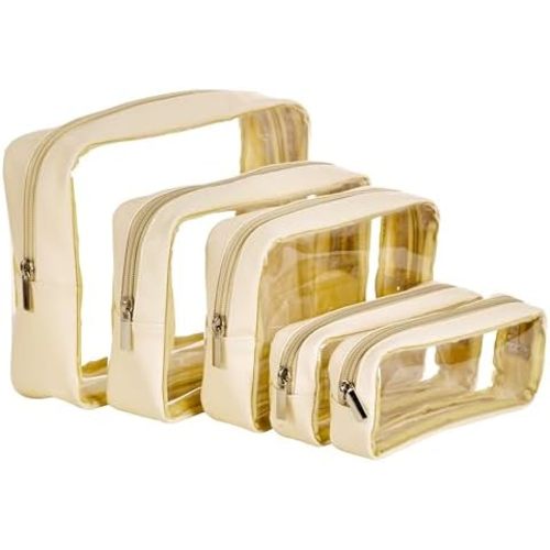 TSA Approved 5-Piece Diaper Bag Organizer Pouch Set Clear Waterproof TPU Kids Toiletry Storage Set Travel Packing Clutch Cube Bags for Baby Nursing