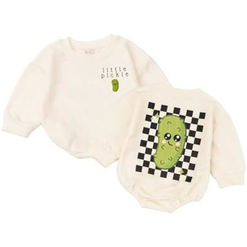 Little Pickle Baby Romper - Newborn Pickle Boy Girl Outfit Vegan Infant Sweatshirt Vegetable Clothes Shower Gift