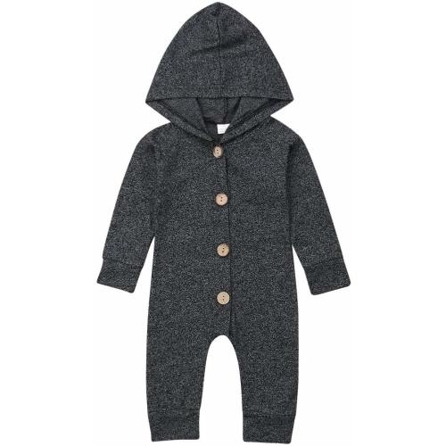 Gaono Infant Boys Black/Grey Button Up Romper - L-grey Blac