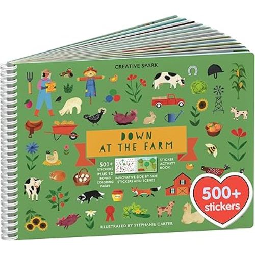 Cupkin Farm Animal Sticker Book Activity for Kids, Toddler Airplane Travel Essentials, 500+ Horse Stickers for Kids + 12 Scenes + 12 Coloring Book Pages, Cow Lover Children's Gift, Crafts Ages 2-8