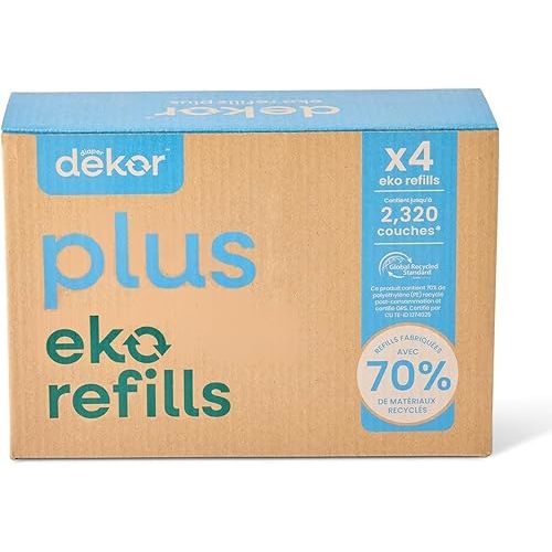 Diaper Dekor Pail Refills for Plus Original & Eko Diaper Pails, 4 Pack Unscented| Extra Thick Refills Made With 70% Recycled Materials