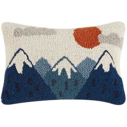 Peking Handicraft Mountains Hook Pillow, Wool and Poly Velvet