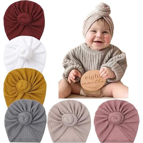Upsmile Baby Turban Newborn Turbans for Baby Girls Head Wraps Bow Hats for Newborns Baby Beanie Hats Headraps