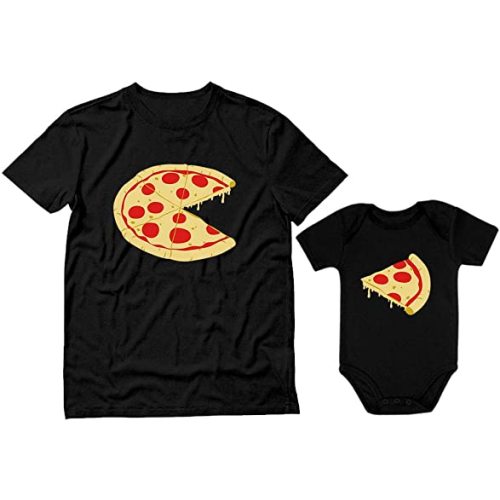 Pizza Pie & Slice Fathers Day Daddy and Me Outfits Gifts for New Dads Matching Dad Shirt Baby Bodysuit