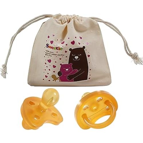 SWEETIE Rubber Pacifier Natural Rubber Pacifier Rounded Heart Shape Rubber 1 Count Original Natural Rubber Pacifier (12-18 Large)