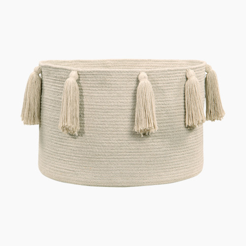Lorena Canals Cotton Tassel Basket - Natural