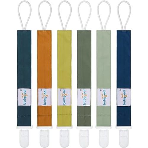 Babygoal Neutral Pacifier Clips, 6 Pack Binky Paci Holder Leashes for Baby Boys and Girls Fits for Most Pacifier, Binkie Styles & Baby Teethers & Toys and Gift