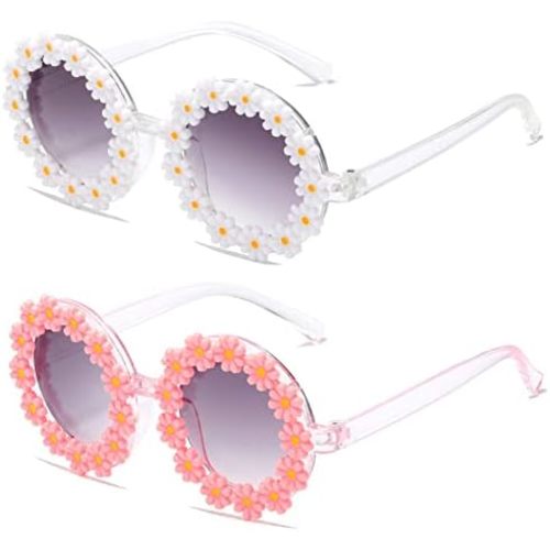Girls round Flower Sunglasses Flower Cute Glasses UV 400 Protection for Outdoor Beach
