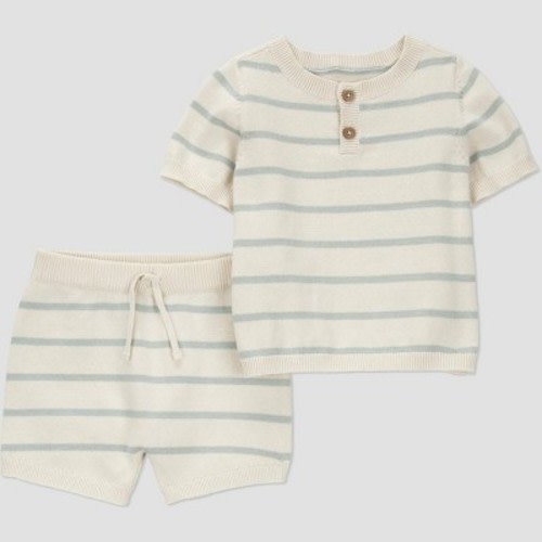 Carter's Just One You®️ Baby Boys' Striped Short Sleeve Top & Bottom Set - Green 3M