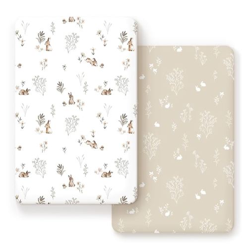 Ultra Soft Fitted Pack n Play Sheets 2 Pack, Rabbit Pattern