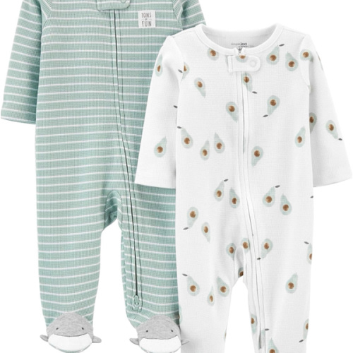 Simple Joys by Carter's Baby 2-Way Zip Thermal Footed Sleep and Play, Pack of 2
