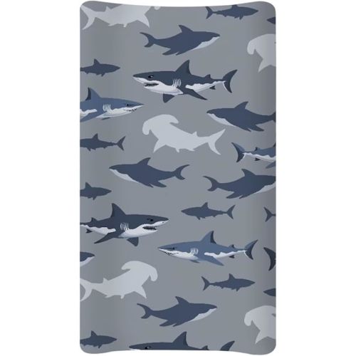 Sharks Changing Pad Cover Waterproof Diaper Changing Cover Durable Breathable Soft Universal Tray Table Mat Infant/Toddler