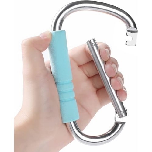 funbliss Stroller Hooks by Baby,2 Pack Convenient Organizer Hook Bag Clips to Diaper Bags Silver Blue