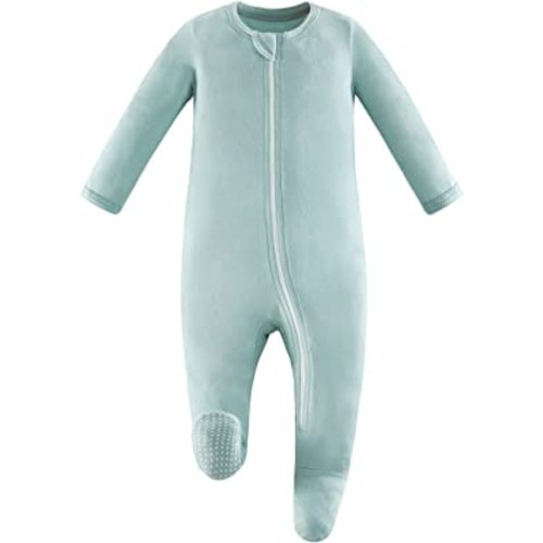 Owlivia Bamboo Baby Boy Girl Sleep 'N Play, Zip Front Non-Slip Footed Sleeper Pajamas
