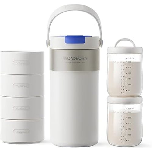 Portable Breast Milk Cooler, 4 Ice Rings, 360°Cooling with Vacuum Lid, Safe Chill for 30H+, 22oz Large Capacity with 2 Bottles, Rapid Chill to 40℉, Extra Wide Opening, Ideal for Work & Travel