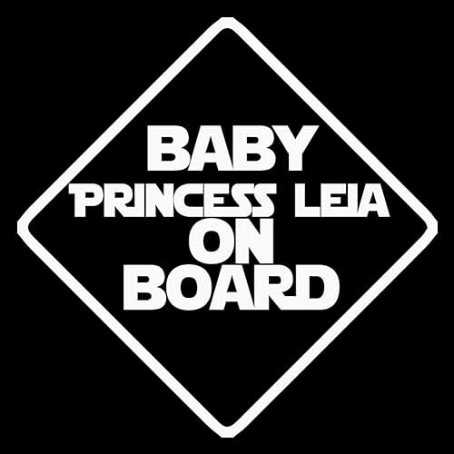 Baby Princess Leia On Board 6" Vinyl Sticker Car Decal (6" White)