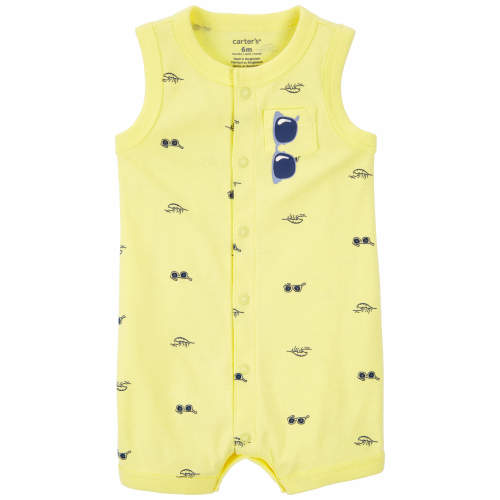 Baby Sunglasses Snap-Up Romper - Style,Yellow