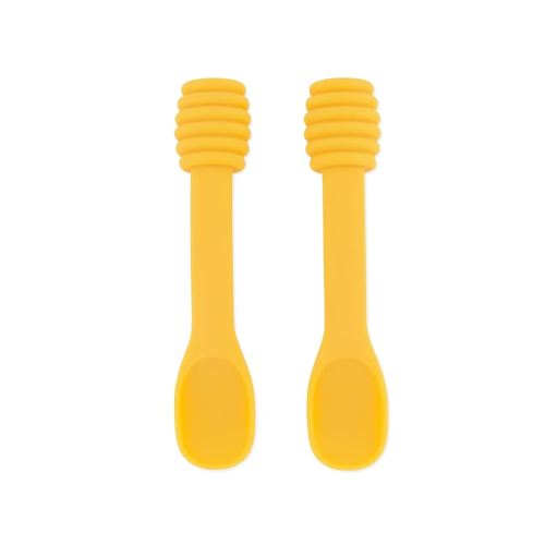 Bumkins Disney Baby Utensil Set, Silicone Trainer Spoons for Dipping, Soft Tip, Self-Feeding, Chew, Baby Led Weaning, First Year Training Supplies, Essentials in Eating, 4 Mos, 2-pk Winnie The Pooh
