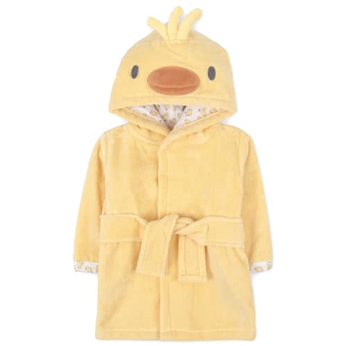 Baby Essentials Unisex Baby Plush Animal Face Bathrobe Hooded with Tie Closure for Newborns and Infants 0-9 Months