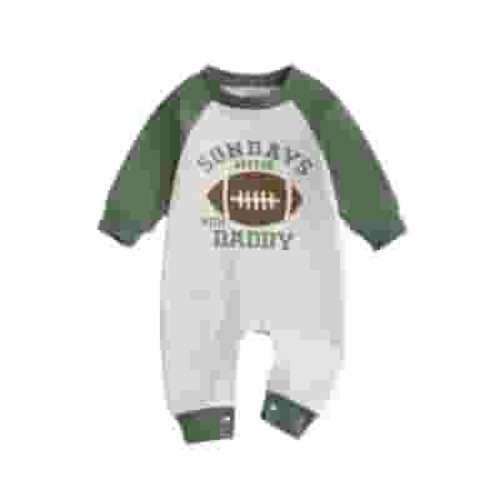 Newborn Baby Boy Football Season Jumpsuit Sundays are for Football with Daddy Sweatshirt Romper Playsuit Fall Clothes