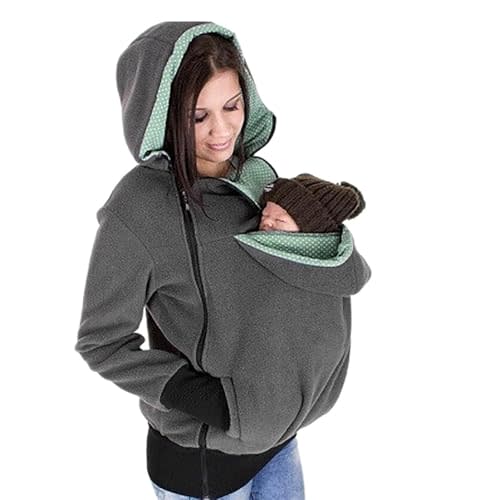 Womens Fall Maternity Kangaroo Costumes 3 in 1 Multifunction Hooded Coat for Baby and Mother Warm and Windproof