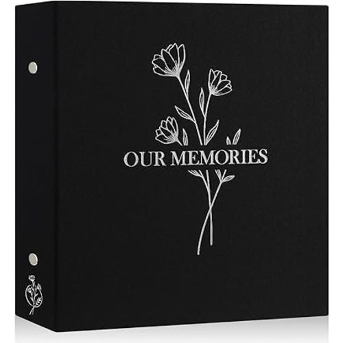 Lanpn Photo Album 4x6 600 Pockets, Large Capacity Linen OUR MEMORIES Hardcover Large Photo Book Photobook that Holds 600 Vertical and horizontal Pictures Black