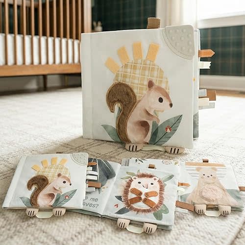 Soft Baby Book with Touch and Feel Pages - Cute Sensory Book for Babies 0-6 Months with Textured Animals, Mirror & Crinkle Paper - The Perfect Toy for Baby Showers Or as a Newborn/Infant Gift