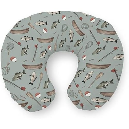 Vintage Fishing Nursing Pillow Covers Gender Neutral Fishing Lovers Gift Soft Stretchy Nursing Cover for Breastfeeding Pillows Outdoor Adventure Summer Pillow Slipcover for Baby Girls Boys Newborn