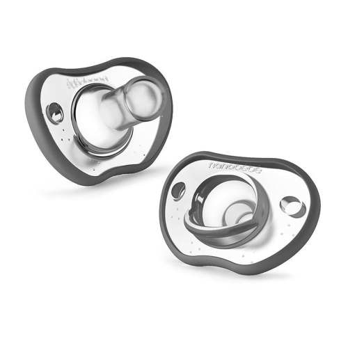 Nanobebe Flexy Baby Pacifiers, 0–3 Months, 2-Pack, Grey