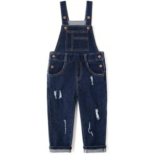 KIDSCOOL SPACE Baby & Little Boys/Girls Blue & Black Denim Overalls,Jean Workwear