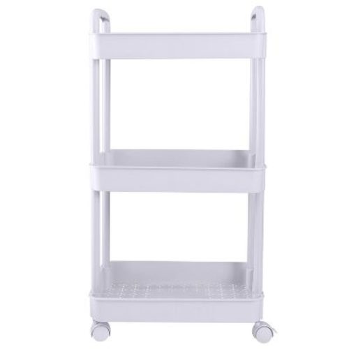 Organize It All 3 Tier Storage Rolling Utility Cart with Wheels White