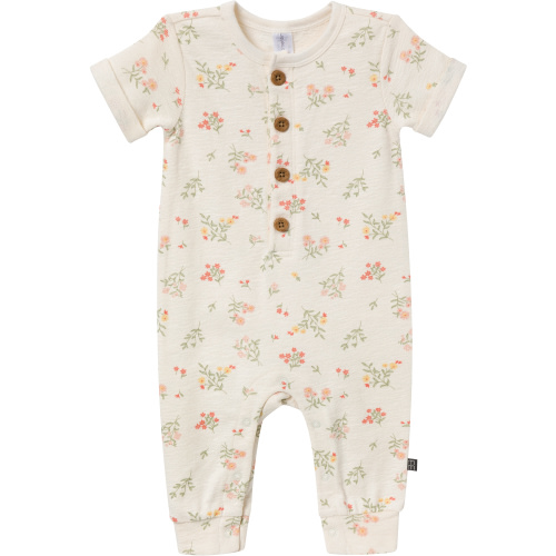 Modern Moments by Gerber Gender Neutral Short Sleeve Henley Romper, Sizes 0/3 Months - 24 Months