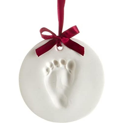 Tiny Ideas Baby's Handprint or Footprint Christmas Ornament, Easy No-Bake Keepsake Kit, Creative Holiday Gift for New and Expecting Parents, Clay