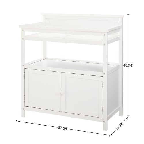 Emery 38" Wide Modern Style Wood Changer with Door/Pad, White
