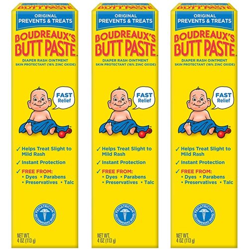 Boudreaux's Butt Paste Original Diaper Rash Ointment Tube, 4 Oz - 4 Ounce (Pack of 3) - Without Applicator