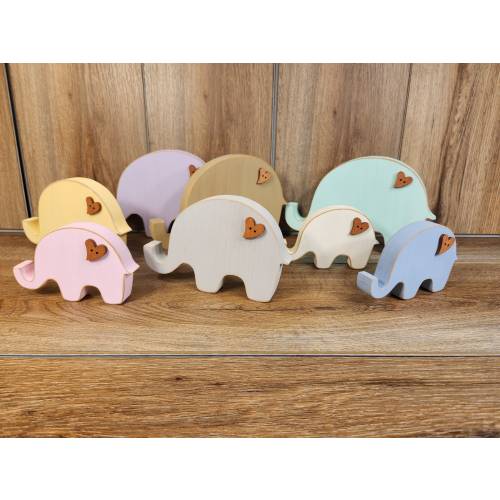 Wood Elephants for Tiered Tray, Baby Shower, Gender Reveal or Nursery Decor. 3 Sizes, 8 Colors