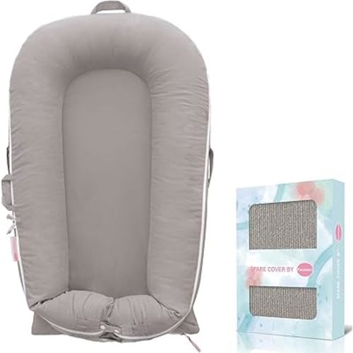 Corduroy Baby Lounger Cover for Dockatot Deluxe + | 100% Cotton Hypoallergenic Newborn Premium Quality Spare Cover(Cover Only) (Grey)
