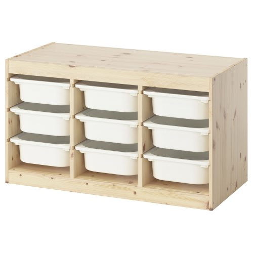 TROFAST Storage combination with boxes - light white stained pine/white 36 5/8x17 3/8x20 1/2 "