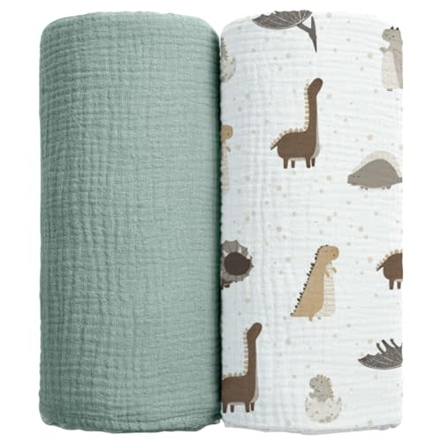 lulumoon Baby Muslin Swaddle Blankets: Soft Receiving Blanket for Newborn - Cotton Swaddling Blanket for Neutral 2Pack