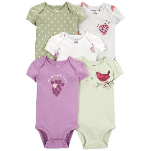 Baby 5-Pack Short-Sleeve Original Bodysuits - 6M - Style,Purple/Green