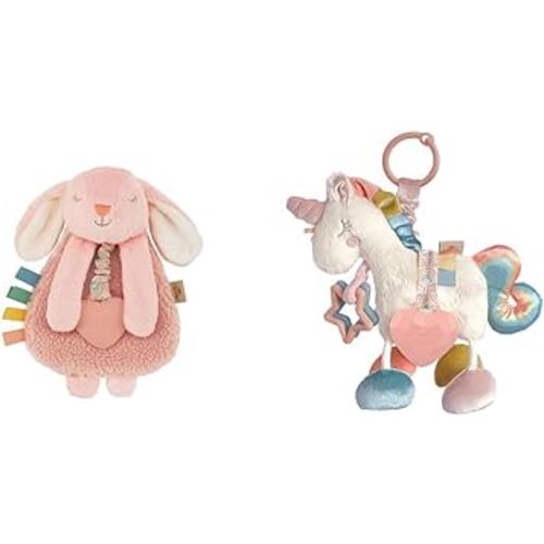 Itzy Ritzy Lovey Including Teether, Textured Ribbons & Dangle Arms, Features Crinkle Sound & Link & Love Toy for Stroller, Car Seat or Activity Gym, Features Textured Ribbons