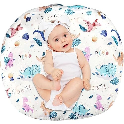 Newborn Lounger Cover, Cute Dinosaur Removable Cover Ultra Soft Comfortable Lounger Slipcover Removable Cover for Infant Lounger Pillow (Lounger not Included)