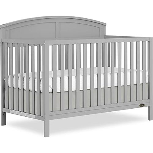 Dream On Me Storybrooke 5 in 1 Convertible Crib in Pebble Grey, JPMA & Greenguard Gold Certified, Built of Sustainable Pinewood, 3 Mattress Height Settings, Non-Toxic Water-Based Paint Finish